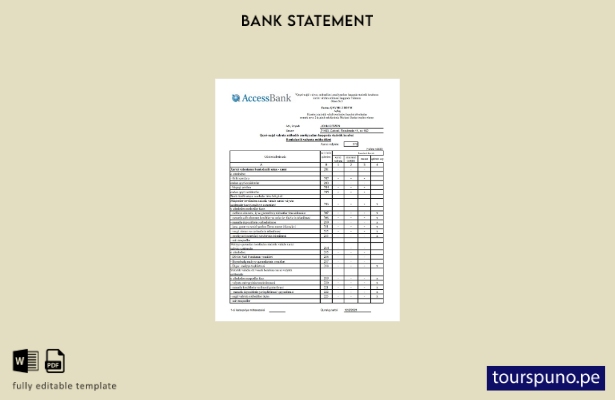 listo para imprimir plantilla de Excel del estado de cuenta del banco Access de 
